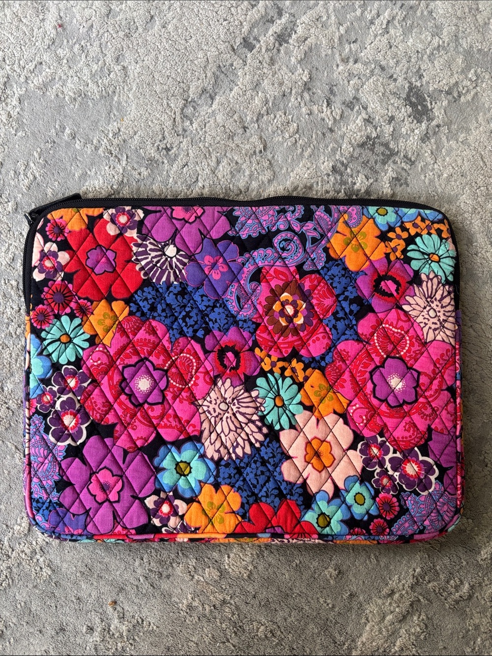 Vera Bradley Quilted Floral Laptop Sleeve in Pink, Purple, Blue and Orange